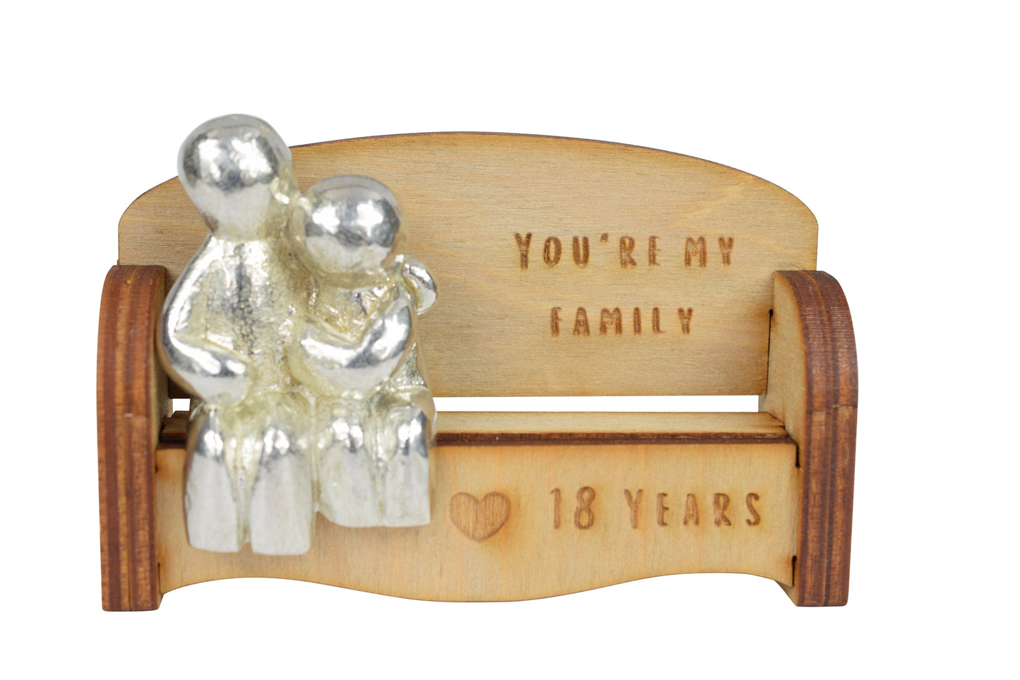 You're my family - 18 Years | Cuddling Couple on the Sofa | I Love You Gift | Wooden Sofa Bench | Part of the We Made a Family Range