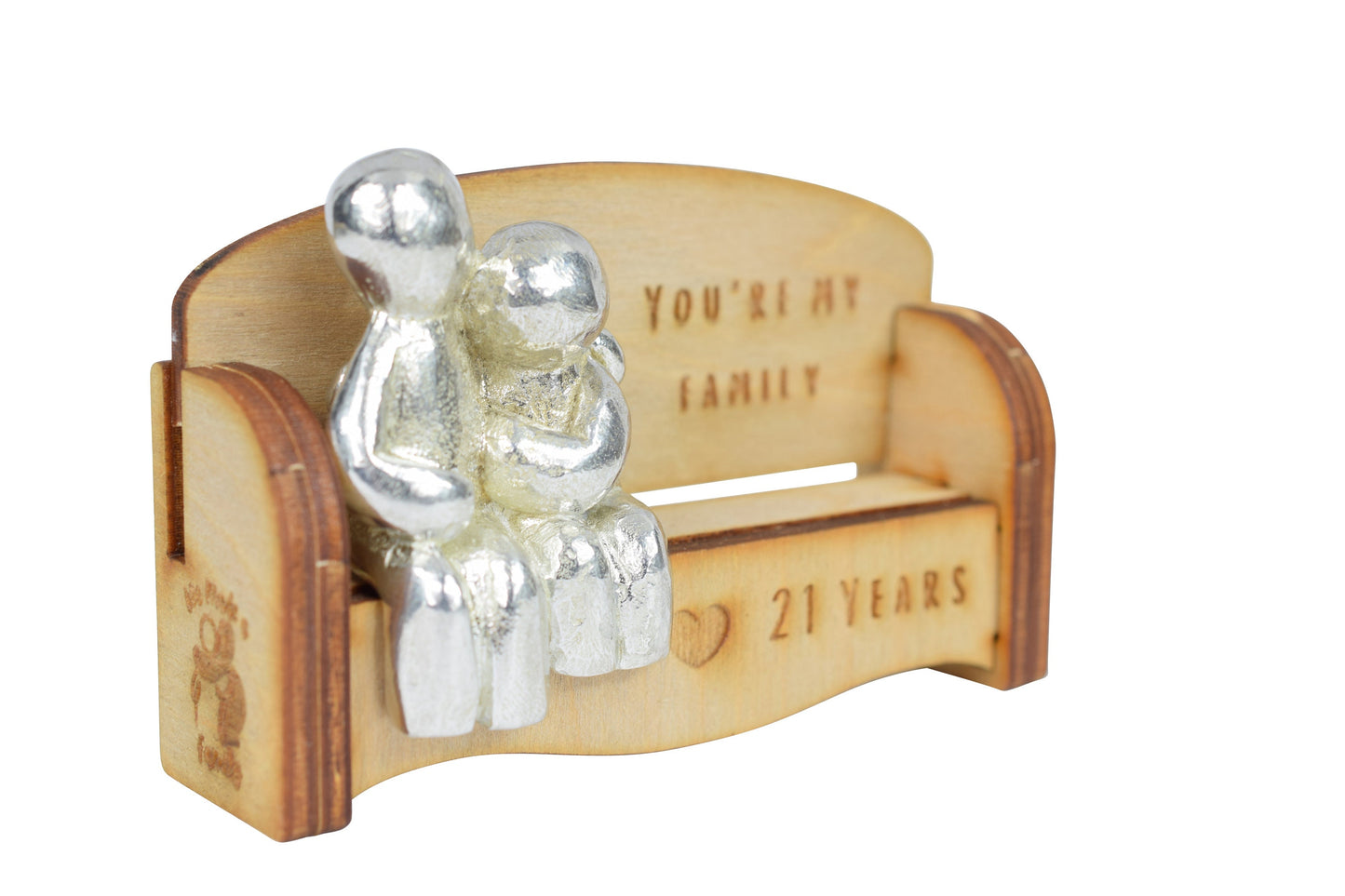You're my family - 21 Years | Cuddling Couple on the Sofa | I Love You Gift | Wooden Sofa Bench | Part of the We Made a Family Range