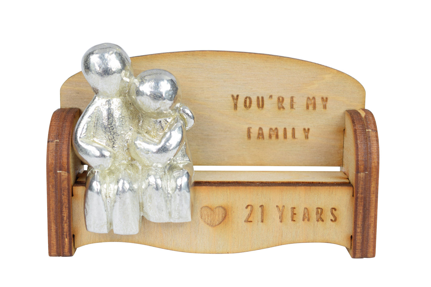 You're my family - 21 Years | Cuddling Couple on the Sofa | I Love You Gift | Wooden Sofa Bench | Part of the We Made a Family Range