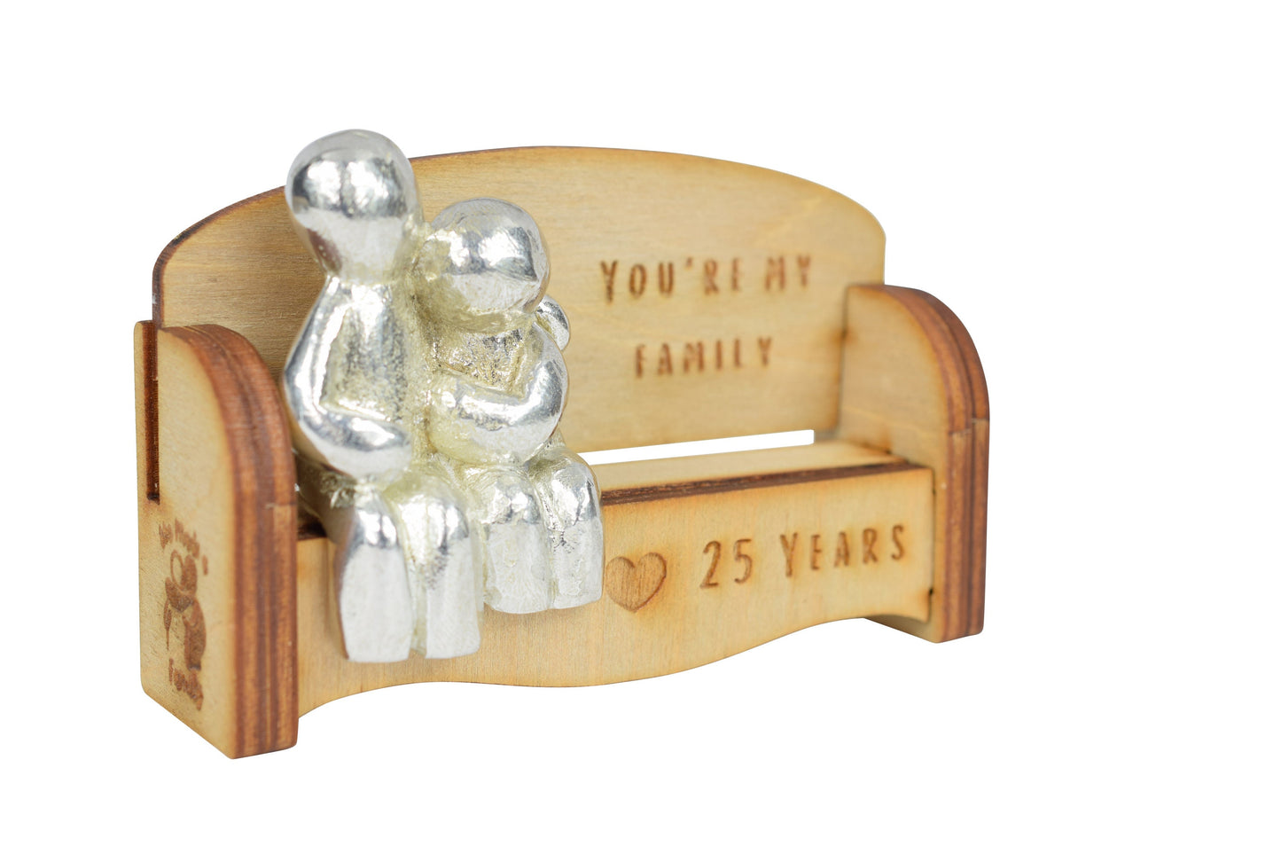 You're my family - 25 Years | Cuddling Couple on the Sofa | I Love You Gift | Wooden Sofa Bench | Part of the We Made a Family Range
