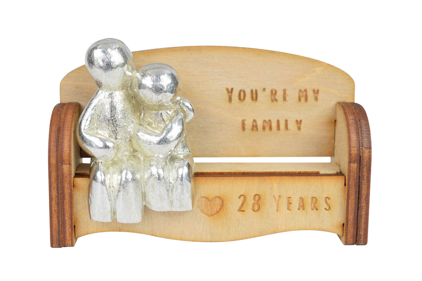 You're my family - 28 Years | Cuddling Couple on the Sofa | I Love You Gift | Wooden Sofa Bench | Part of the We Made a Family Range