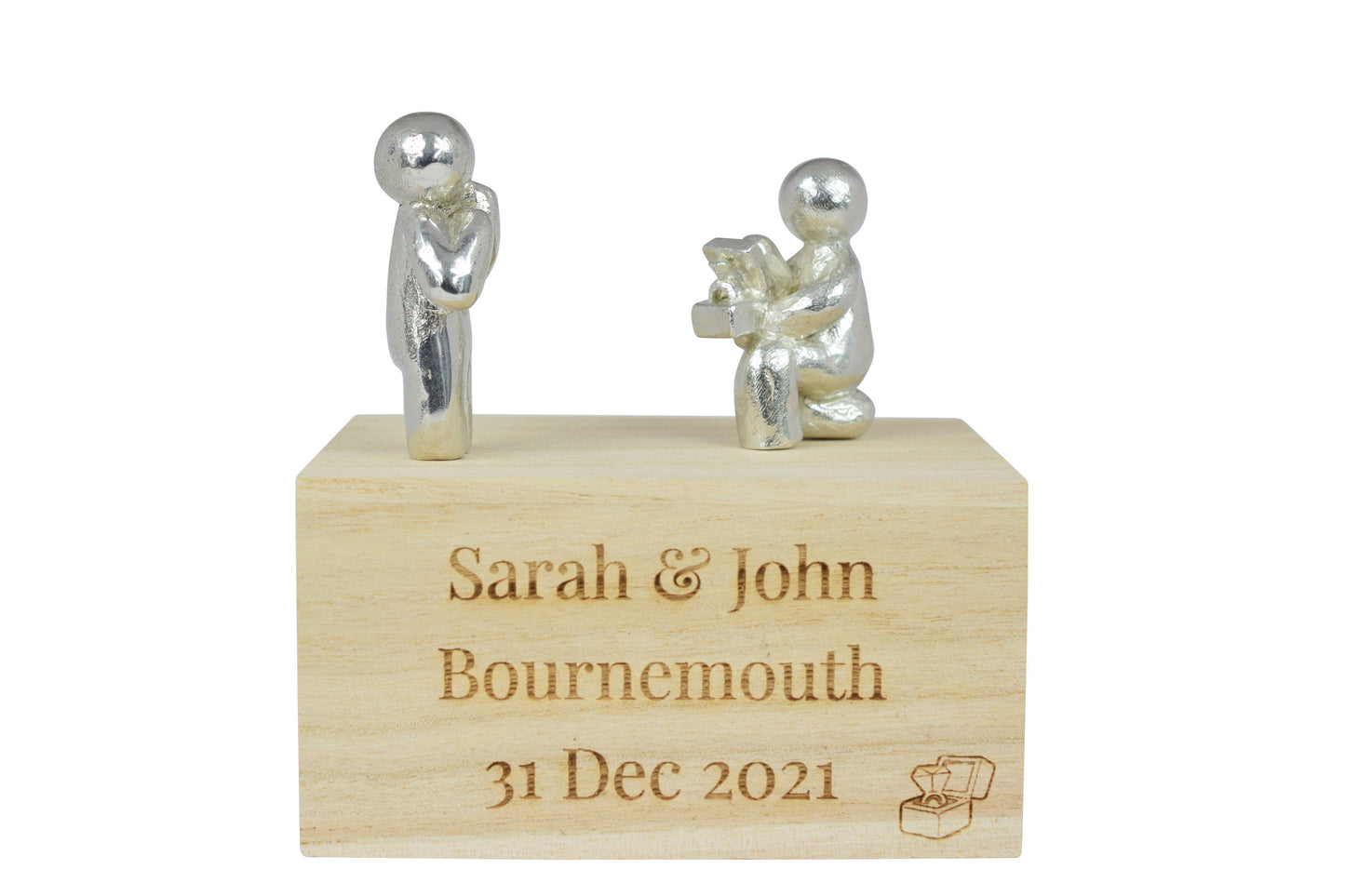 Personalised Engagement Figures on a Wooden Box | Proposal Gift | Engagement Gift | Part of the We Made a Family Range