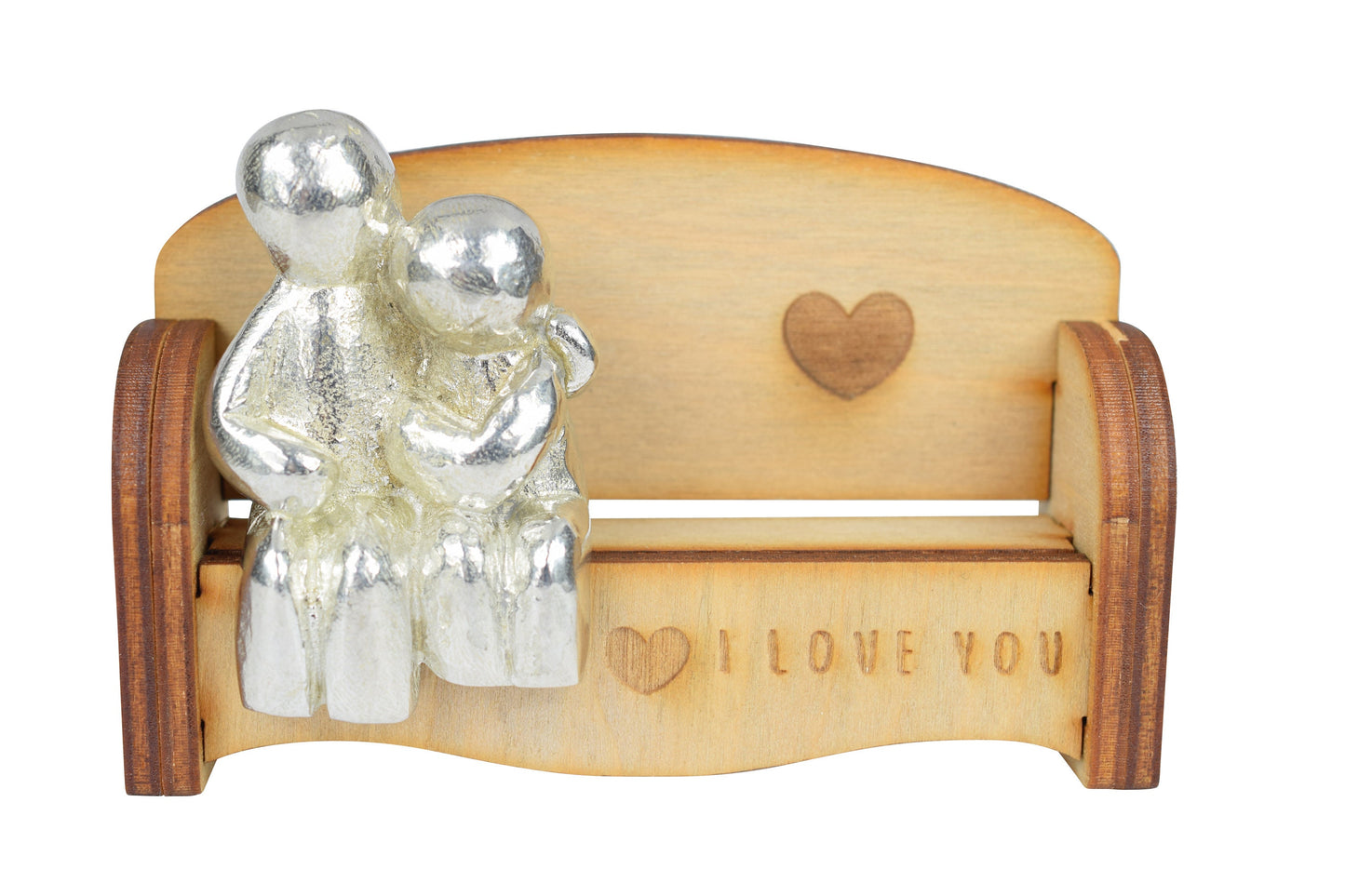 Cuddling Couple on the Sofa | I Love You Gift | Wooden Sofa Bench | Part of the We Made a Family Range