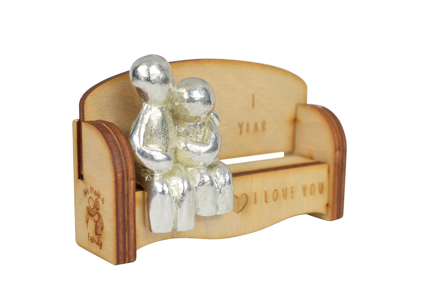 1 Year - Cuddling Couple on the Sofa | I Love You Gift | Wooden Sofa Bench | Part of the We Made a Family Range