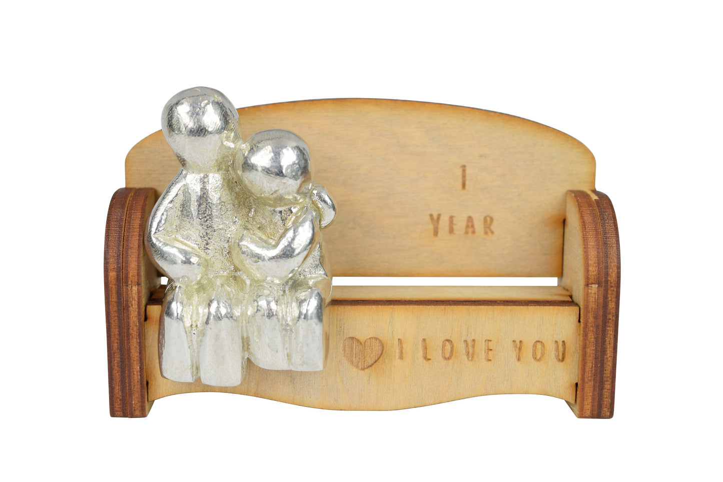 1 Year - Cuddling Couple on the Sofa | I Love You Gift | Wooden Sofa Bench | Part of the We Made a Family Range
