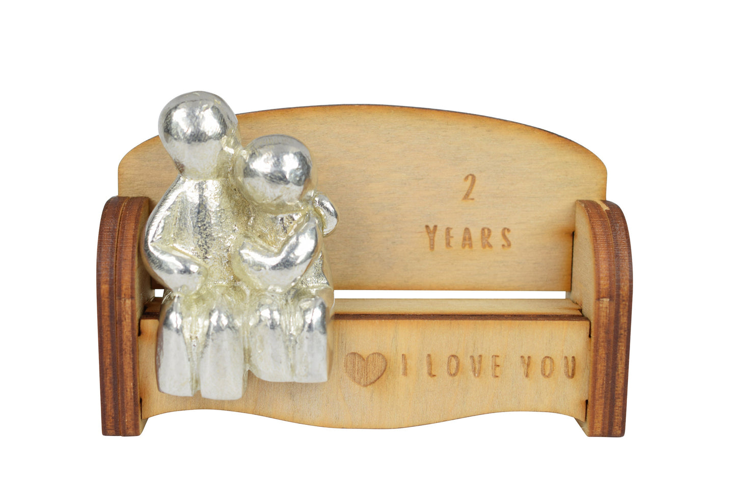2 Years - Cuddling Couple on the Sofa | I Love You Gift | Wooden Sofa Bench | Part of the We Made a Family Range