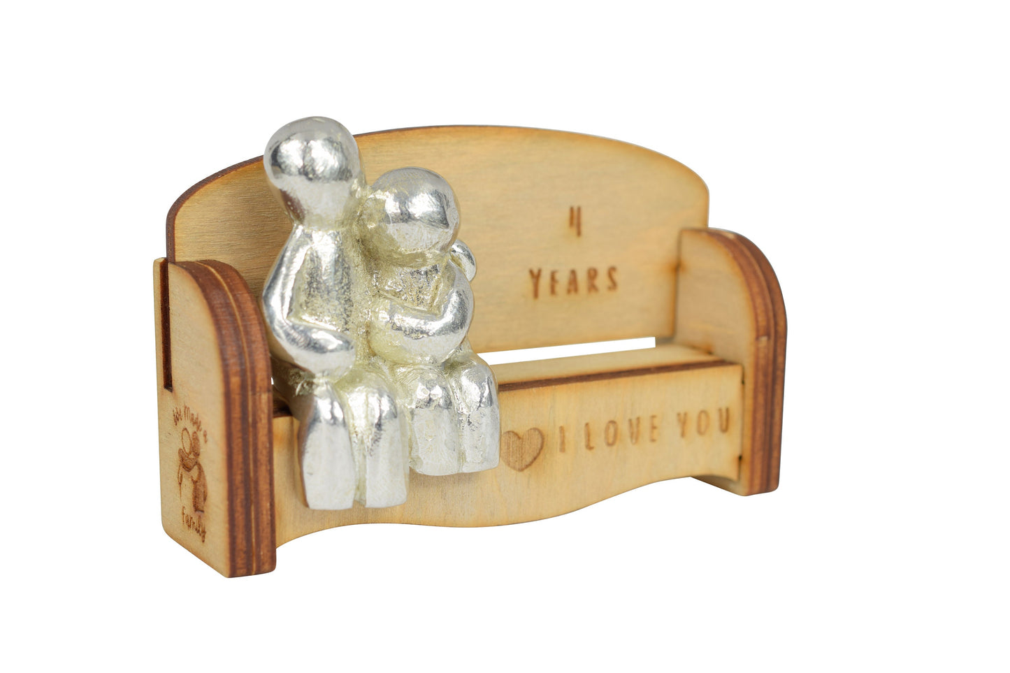 4 Years - Cuddling Couple on the Sofa | I Love You Gift | Wooden Sofa Bench | Part of the We Made a Family Range