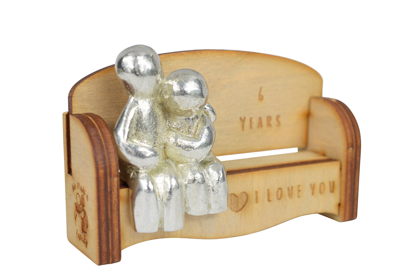6 Years - Cuddling Couple on the Sofa | I Love You Gift | Wooden Sofa Bench | Part of the We Made a Family Range