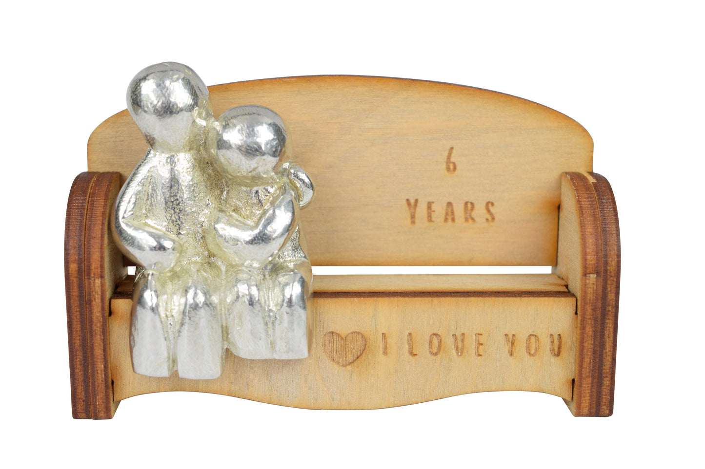 6 Years - Cuddling Couple on the Sofa | I Love You Gift | Wooden Sofa Bench | Part of the We Made a Family Range