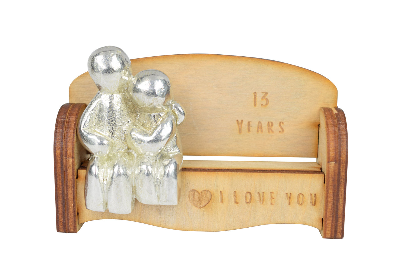 13 Years - Cuddling Couple on the Sofa | I Love You Gift | Wooden Sofa Bench | Part of the We Made a Family Range