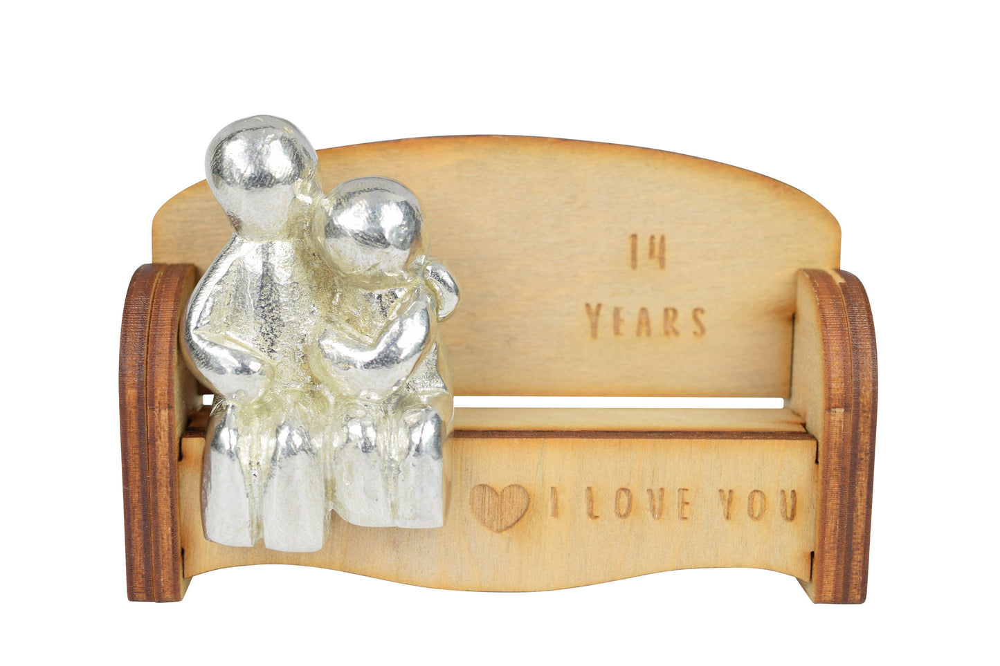 14 Years - Cuddling Couple on the Sofa | I Love You Gift | Wooden Sofa Bench | Part of the We Made a Family Range