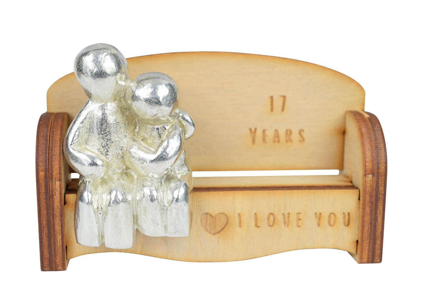 17 Years - Cuddling Couple on the Sofa | I Love You Gift | Wooden Sofa Bench | Part of the We Made a Family Range