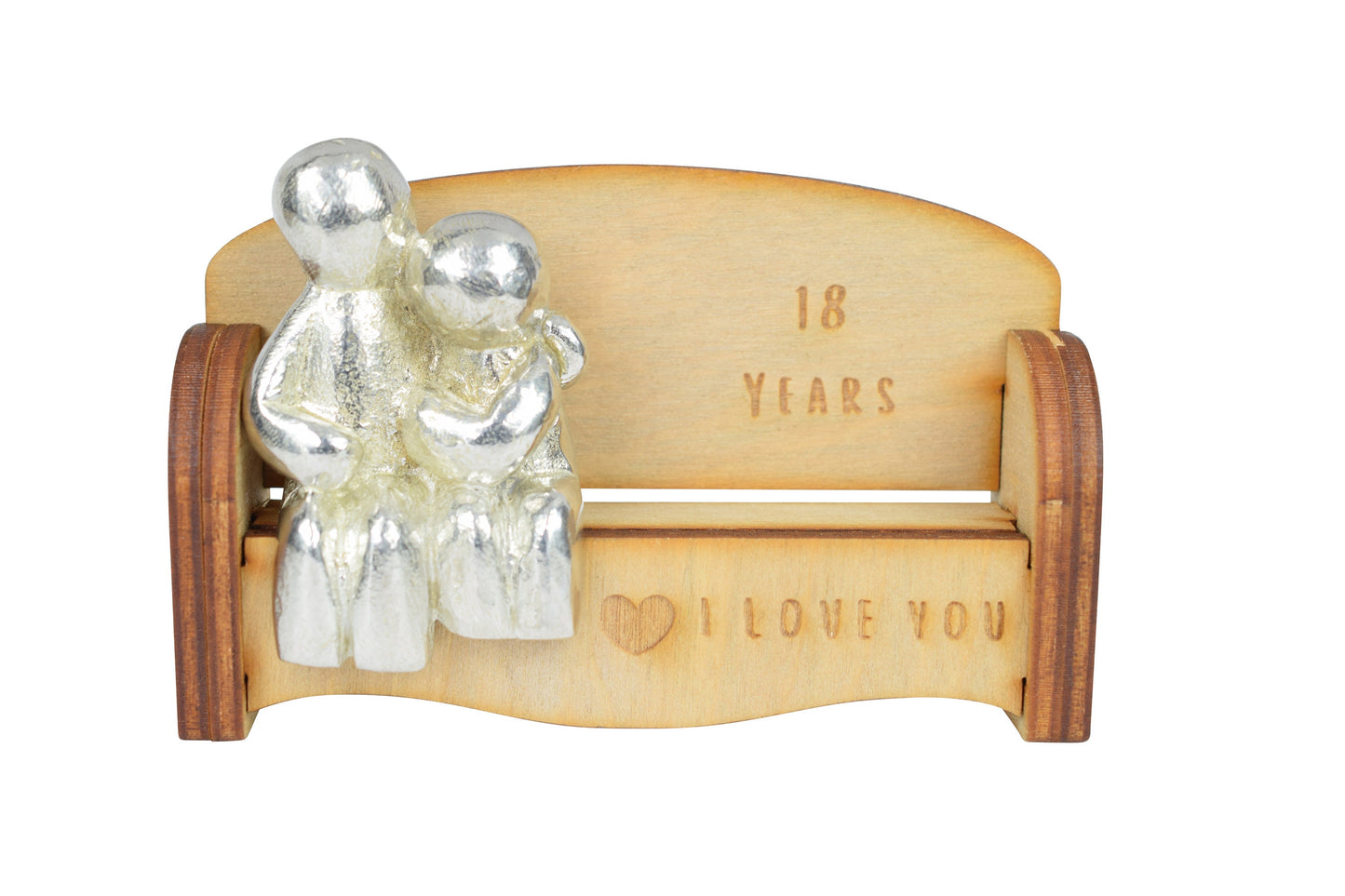 18 Years - Cuddling Couple on the Sofa | I Love You Gift | Wooden Sofa Bench | Part of the We Made a Family Range