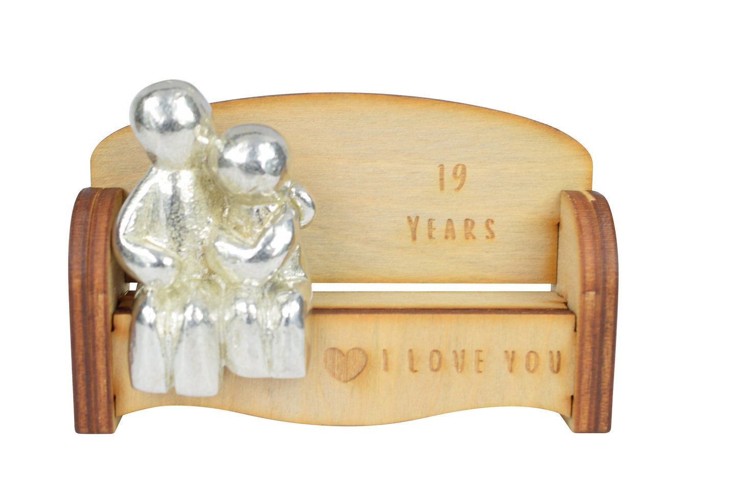 19 Years - Cuddling Couple on the Sofa | I Love You Gift | Wooden Sofa Bench | Part of the We Made a Family Range