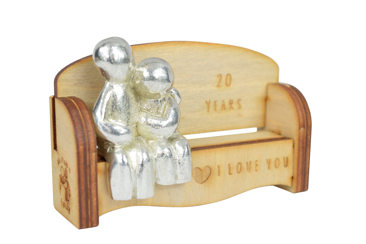 20 Years - Cuddling Couple on the Sofa | I Love You Gift | Wooden Sofa Bench | Part of the We Made a Family Range