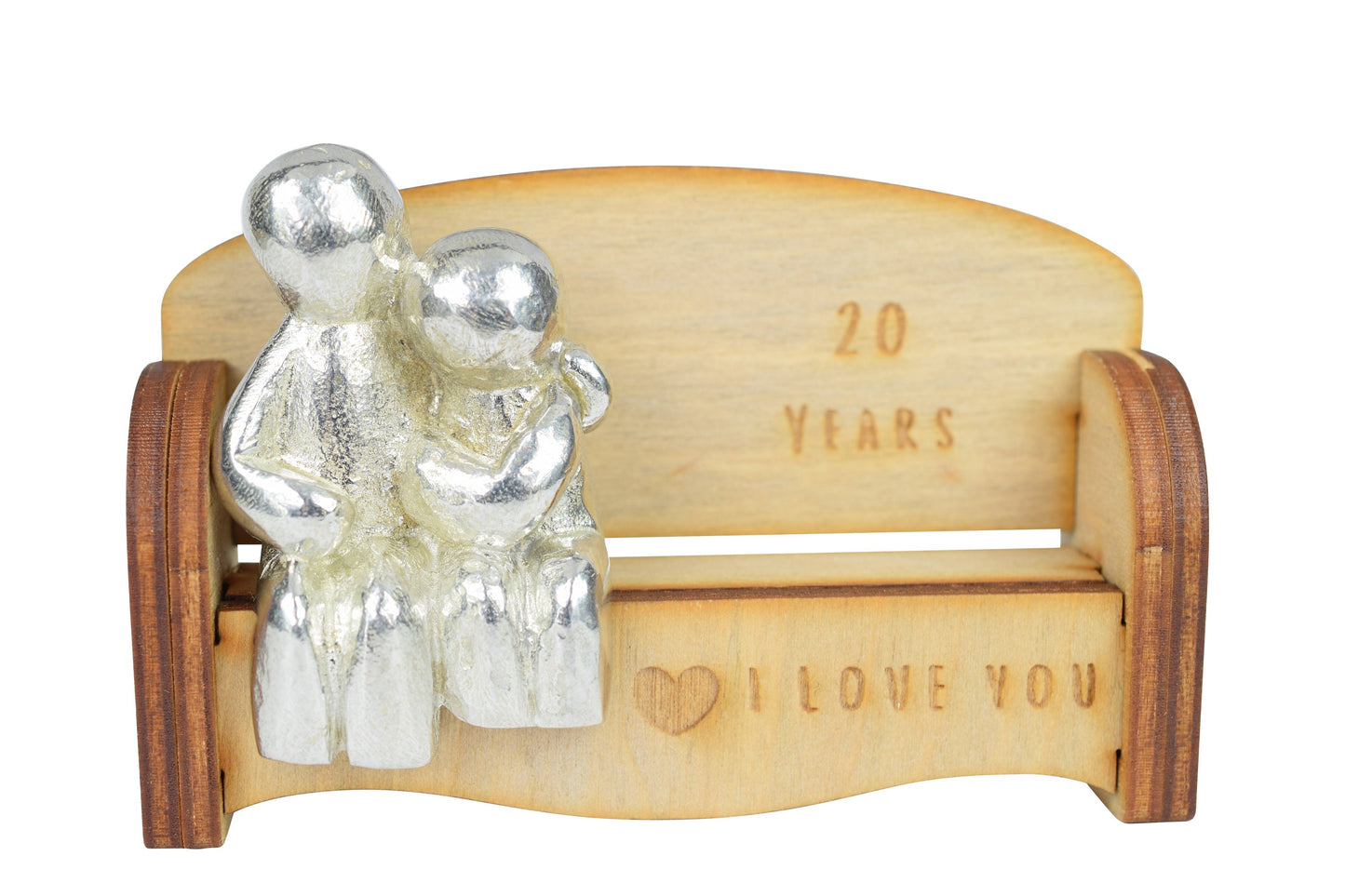 20 Years - Cuddling Couple on the Sofa | I Love You Gift | Wooden Sofa Bench | Part of the We Made a Family Range