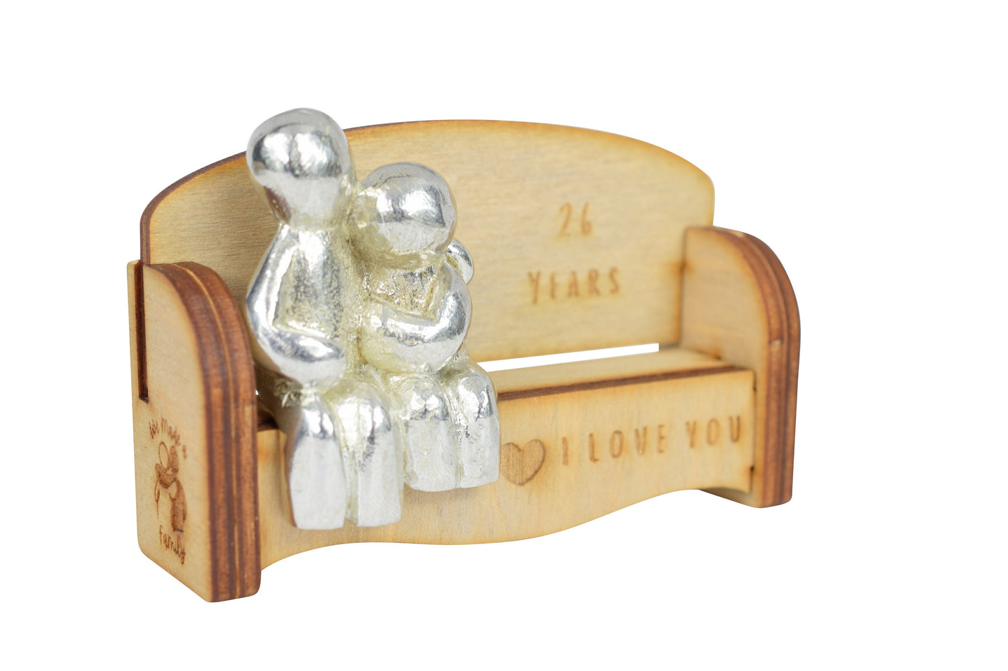 26 Years - Cuddling Couple on the Sofa | I Love You Gift | Wooden Sofa Bench | Part of the We Made a Family Range