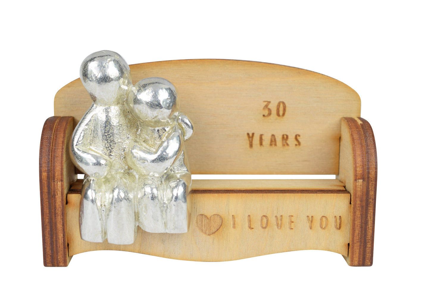 30 Years - Cuddling Couple on the Sofa | I Love You Gift | Wooden Sofa Bench | Part of the We Made a Family Range