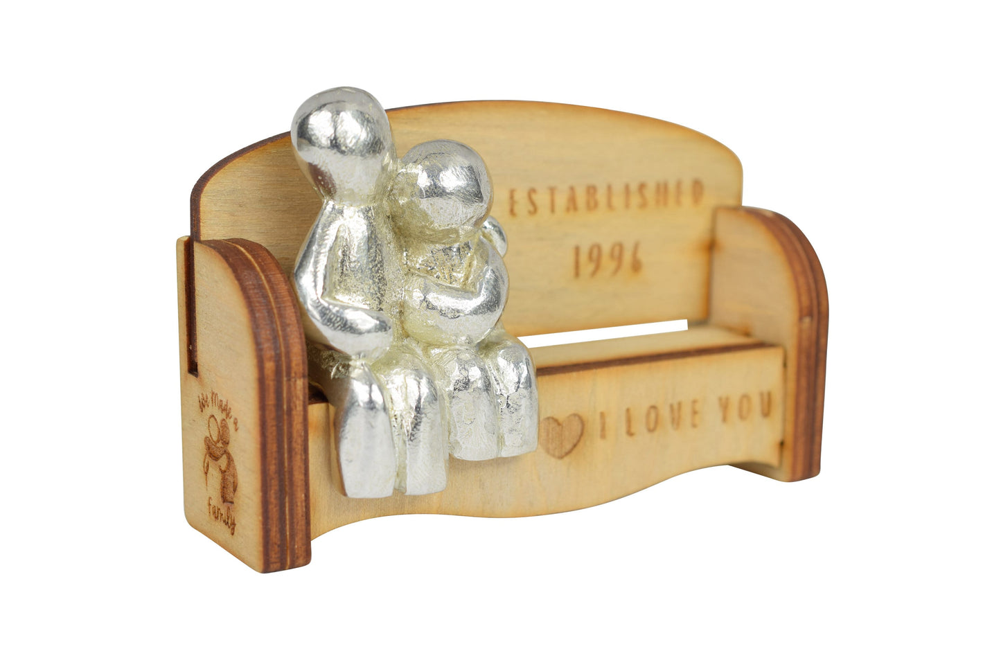Established 1996 - Cuddling Couple on the Sofa | I Love You Gift | Wooden Sofa Bench | Part of the We Made a Family Range