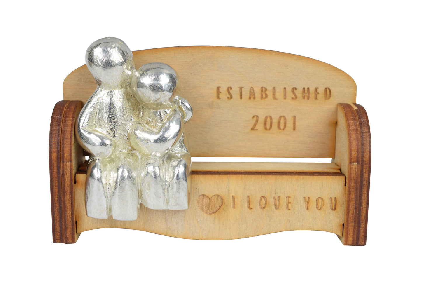 Established 2001 - Cuddling Couple on the Sofa | I Love You Gift | Wooden Sofa Bench | Part of the We Made a Family Range