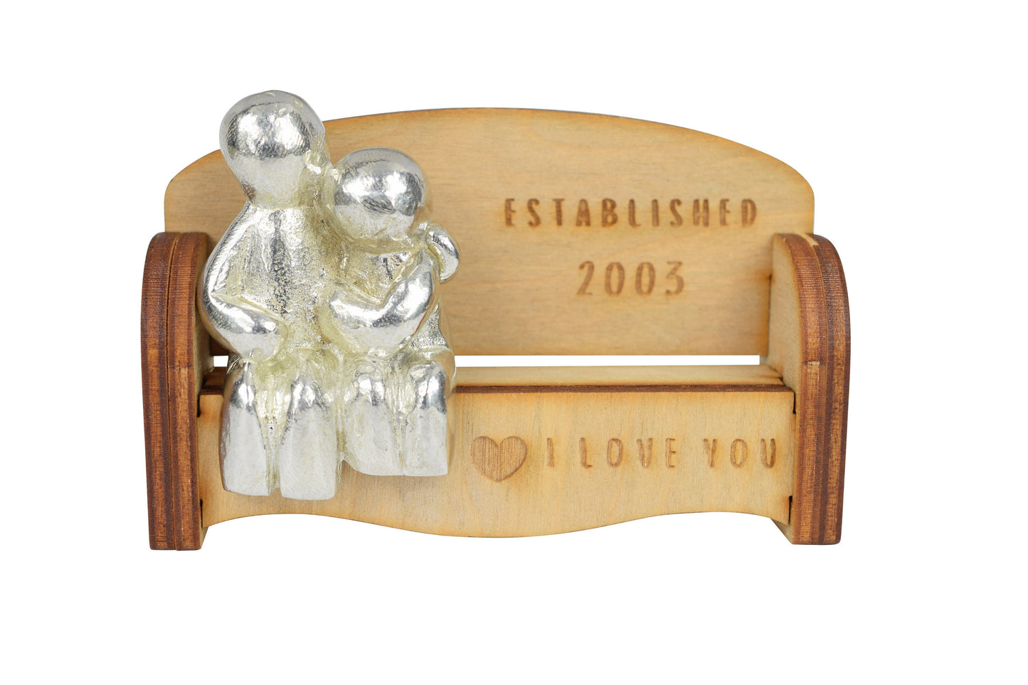 Established 2003 - Cuddling Couple on the Sofa | I Love You Gift | Wooden Sofa Bench | Part of the We Made a Family Range