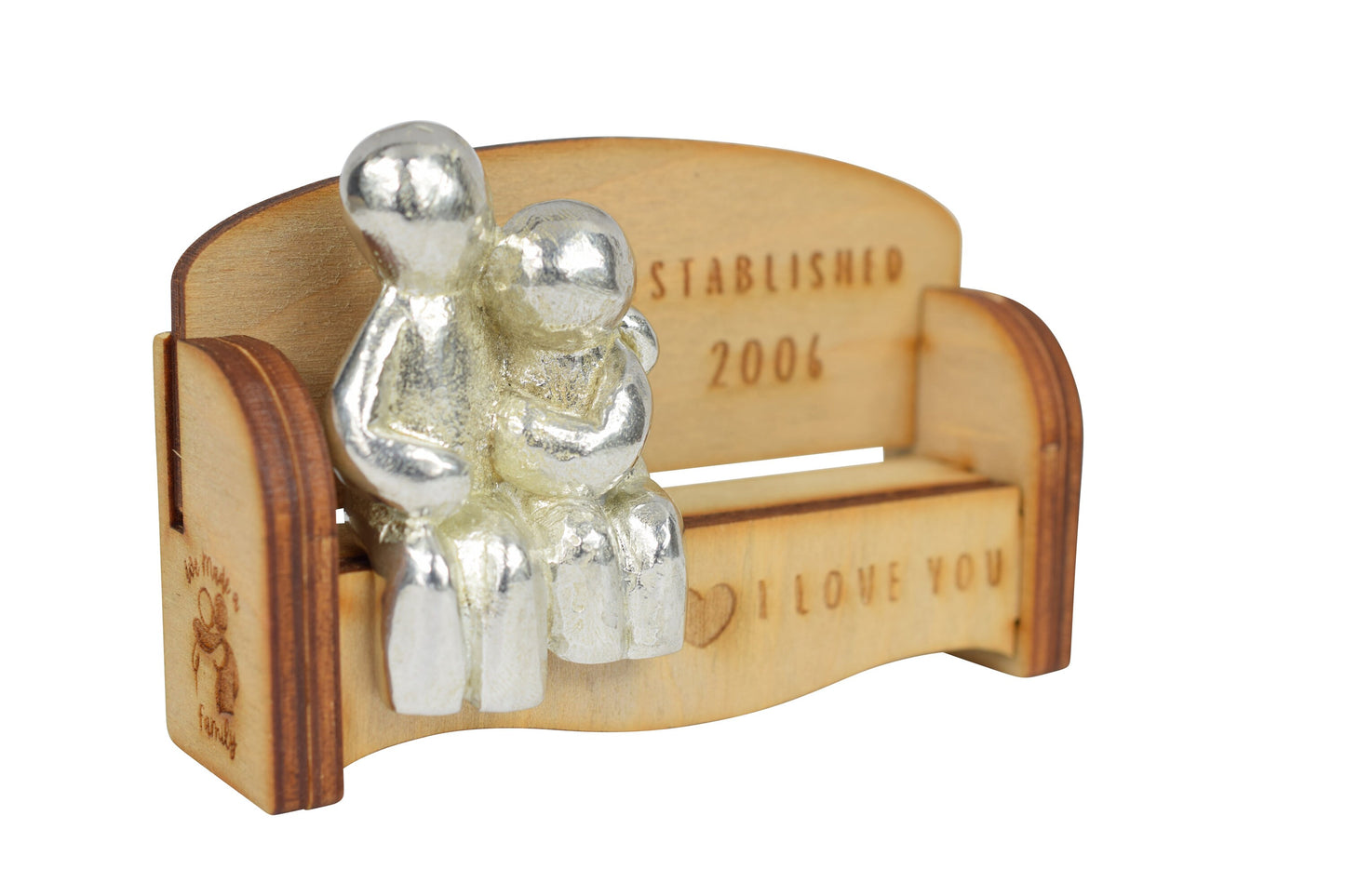 Established 2006 - Cuddling Couple on the Sofa | I Love You Gift | Wooden Sofa Bench | Part of the We Made a Family Range