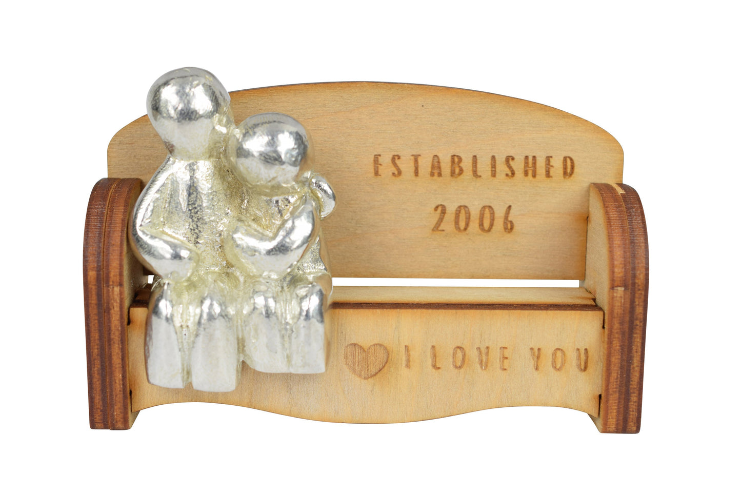 Established 2006 - Cuddling Couple on the Sofa | I Love You Gift | Wooden Sofa Bench | Part of the We Made a Family Range