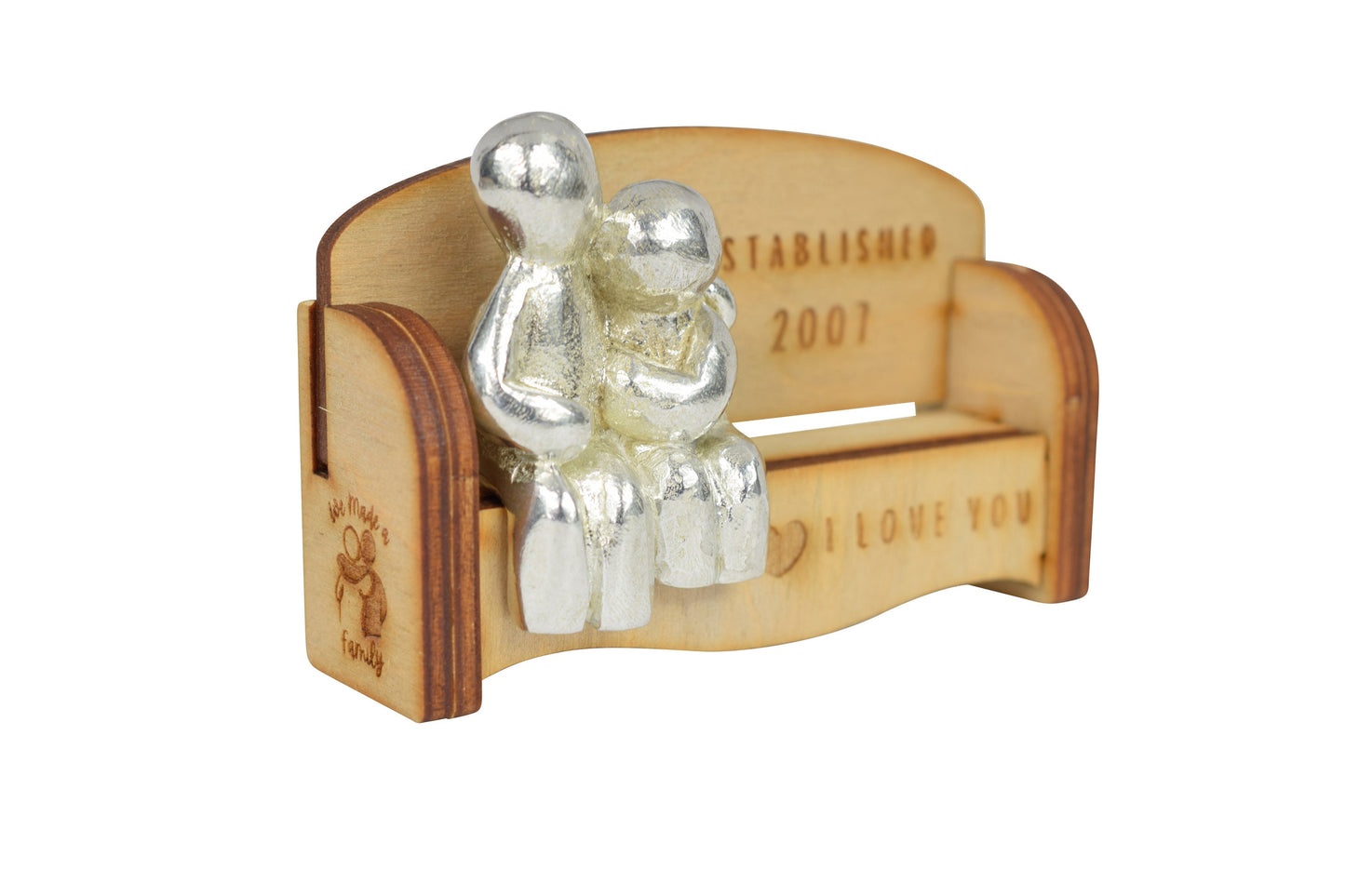 Established 2007 - Cuddling Couple on the Sofa | I Love You Gift | Wooden Sofa Bench | Part of the We Made a Family Range