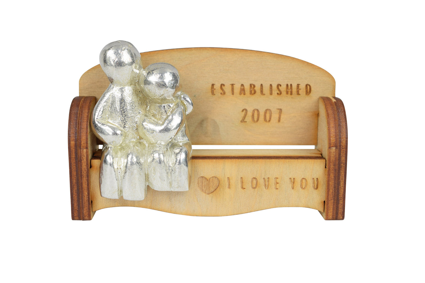 Established 2007 - Cuddling Couple on the Sofa | I Love You Gift | Wooden Sofa Bench | Part of the We Made a Family Range