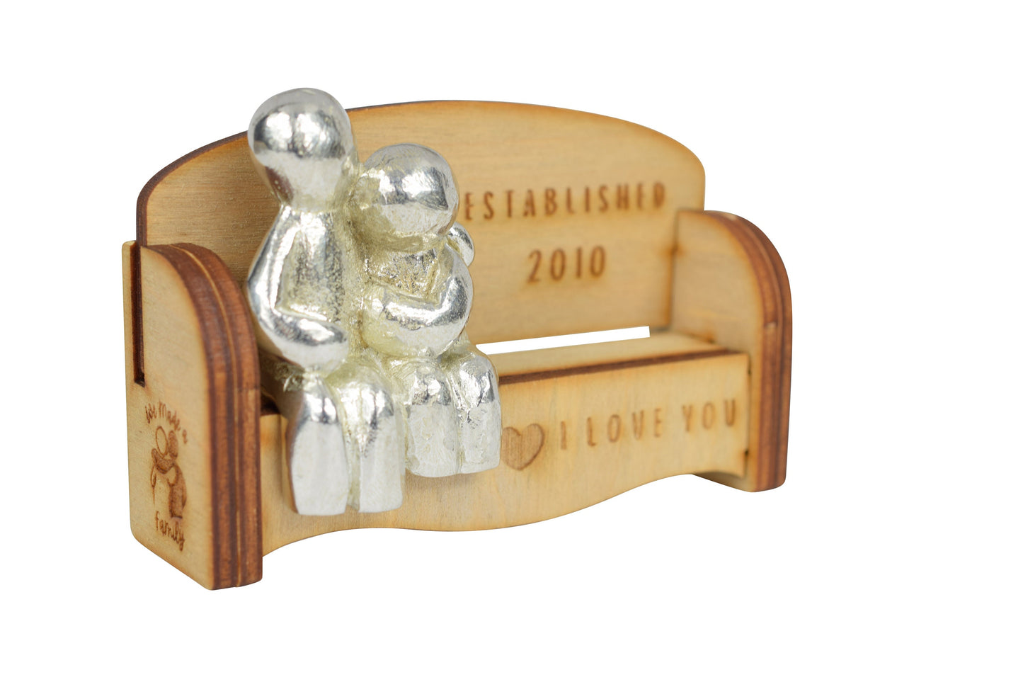 Established 2010 - Cuddling Couple on the Sofa | I Love You Gift | Wooden Sofa Bench | Part of the We Made a Family Range