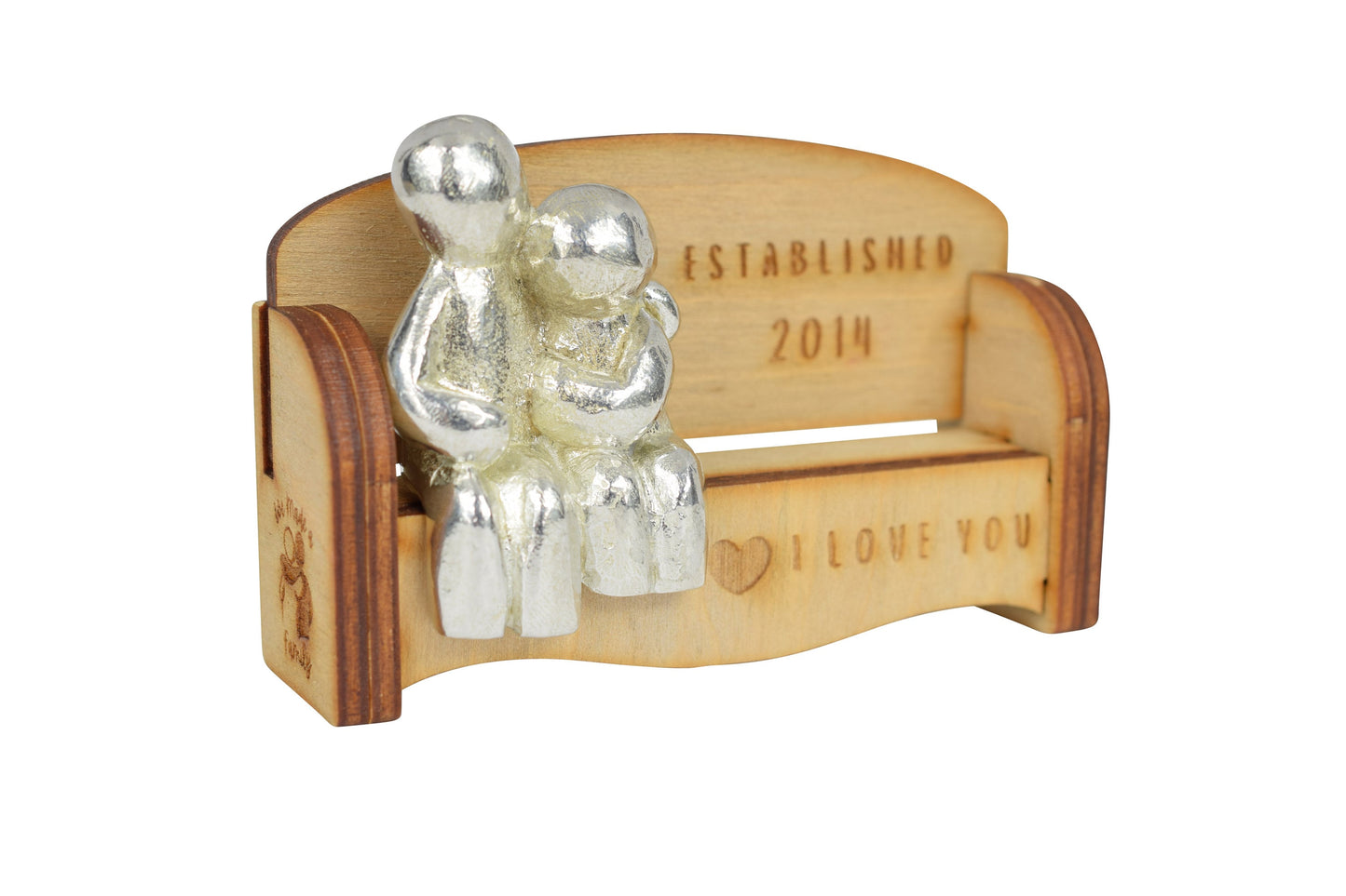 Established 2014 - Cuddling Couple on the Sofa | I Love You Gift | Wooden Sofa Bench | Part of the We Made a Family Range