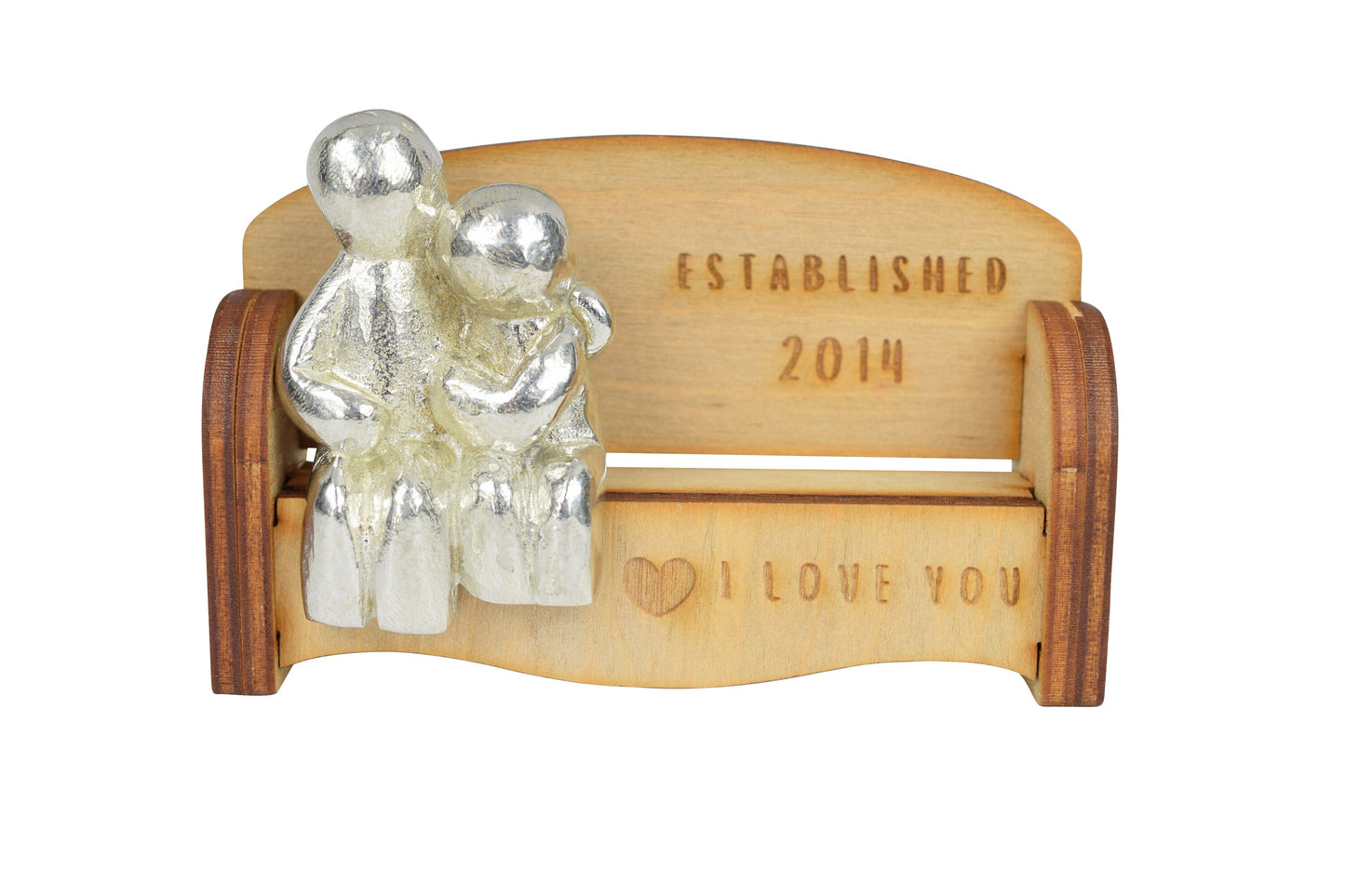 Established 2014 - Cuddling Couple on the Sofa | I Love You Gift | Wooden Sofa Bench | Part of the We Made a Family Range