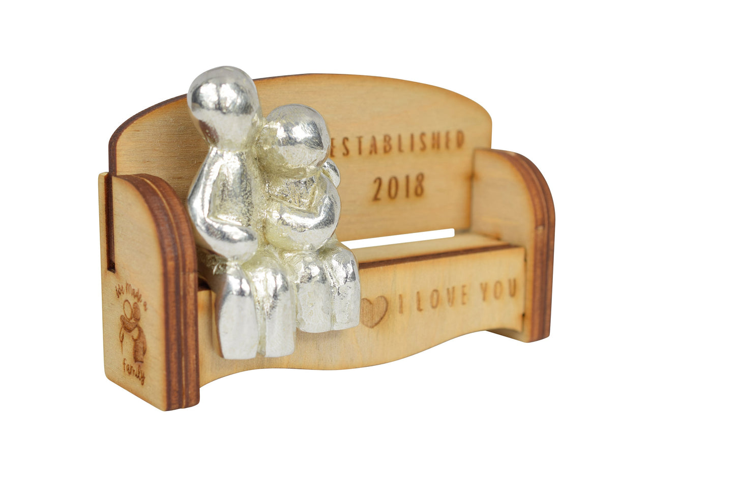 Established 2018 - Cuddling Couple on the Sofa | I Love You Gift | Wooden Sofa Bench | Part of the We Made a Family Range