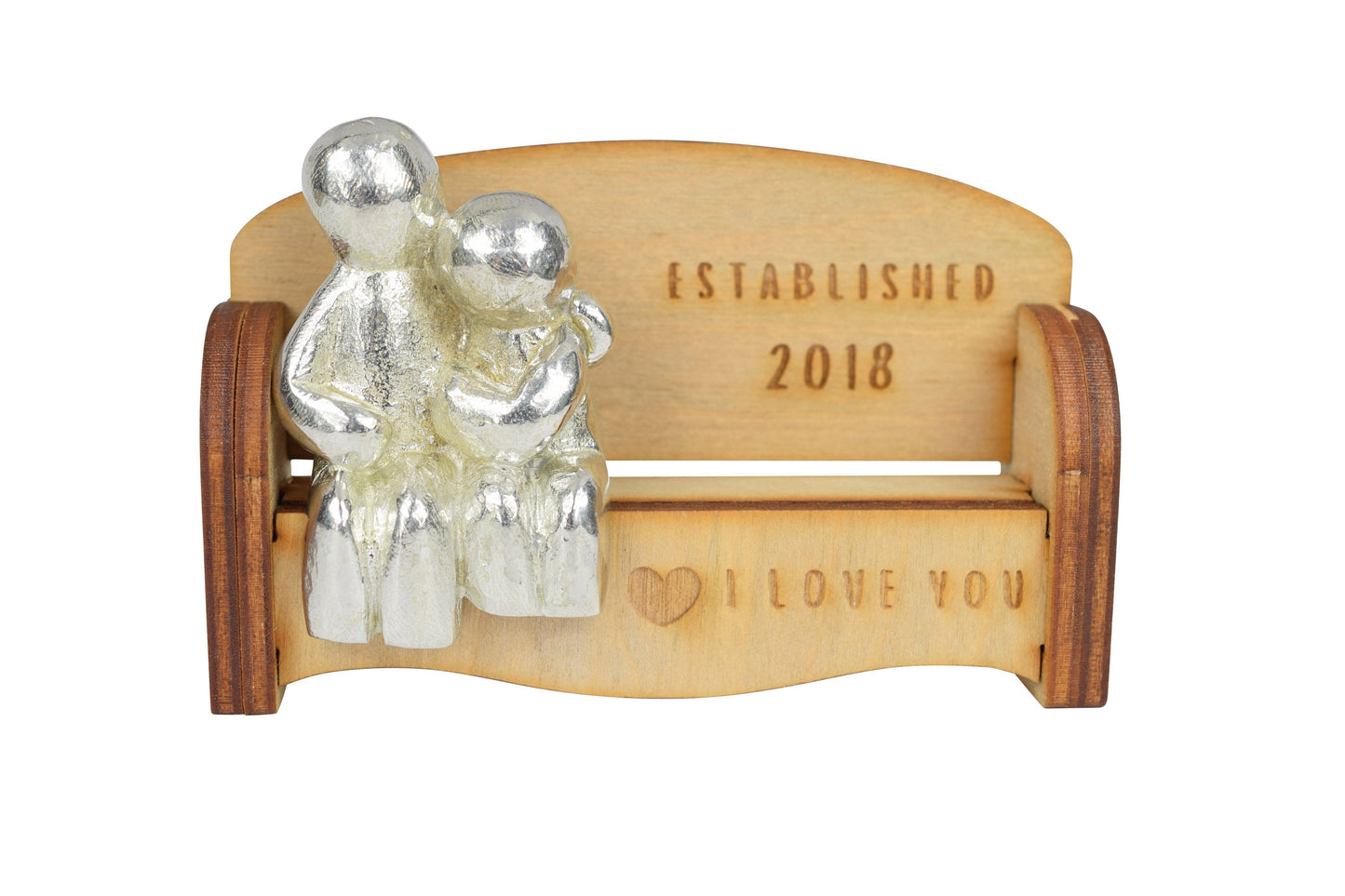 Established 2018 - Cuddling Couple on the Sofa | I Love You Gift | Wooden Sofa Bench | Part of the We Made a Family Range