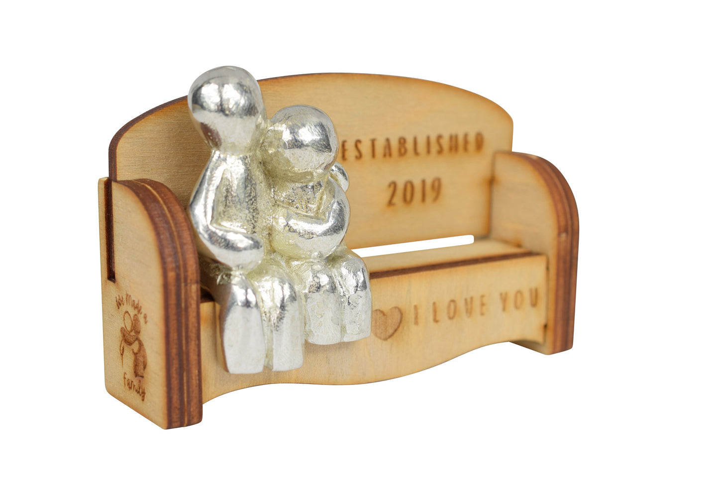Established 2019 - Cuddling Couple on the Sofa | I Love You Gift | Wooden Sofa Bench | Part of the We Made a Family Range
