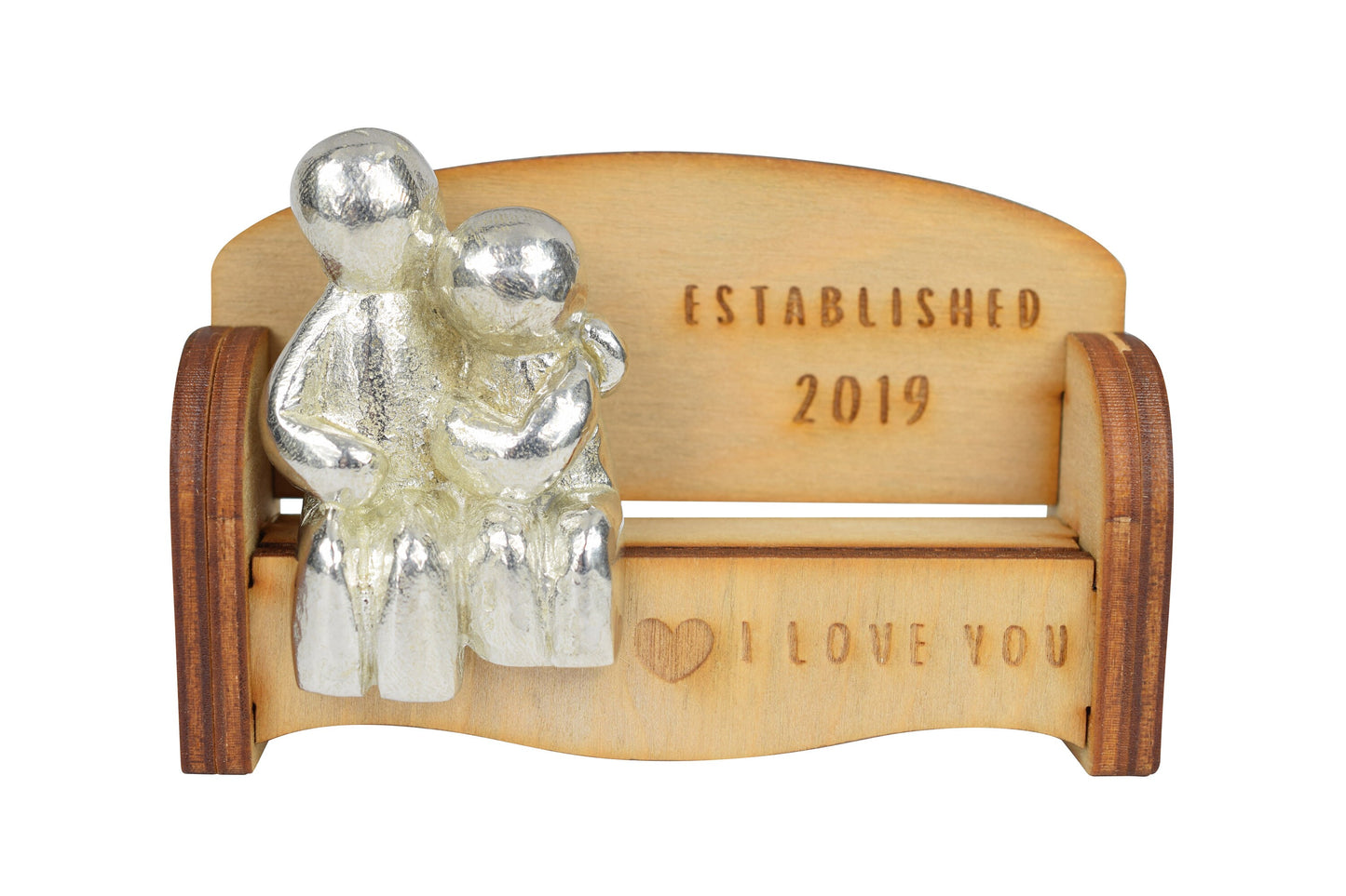 Established 2019 - Cuddling Couple on the Sofa | I Love You Gift | Wooden Sofa Bench | Part of the We Made a Family Range