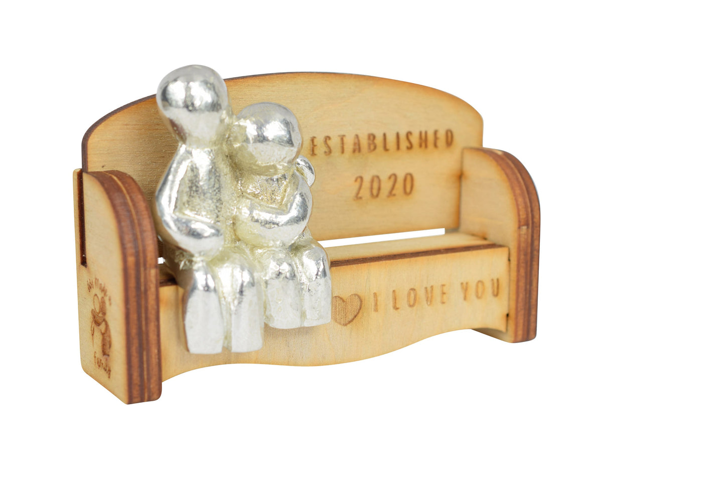 Established 2020 - Cuddling Couple on the Sofa | I Love You Gift | Wooden Sofa Bench | Part of the We Made a Family Range