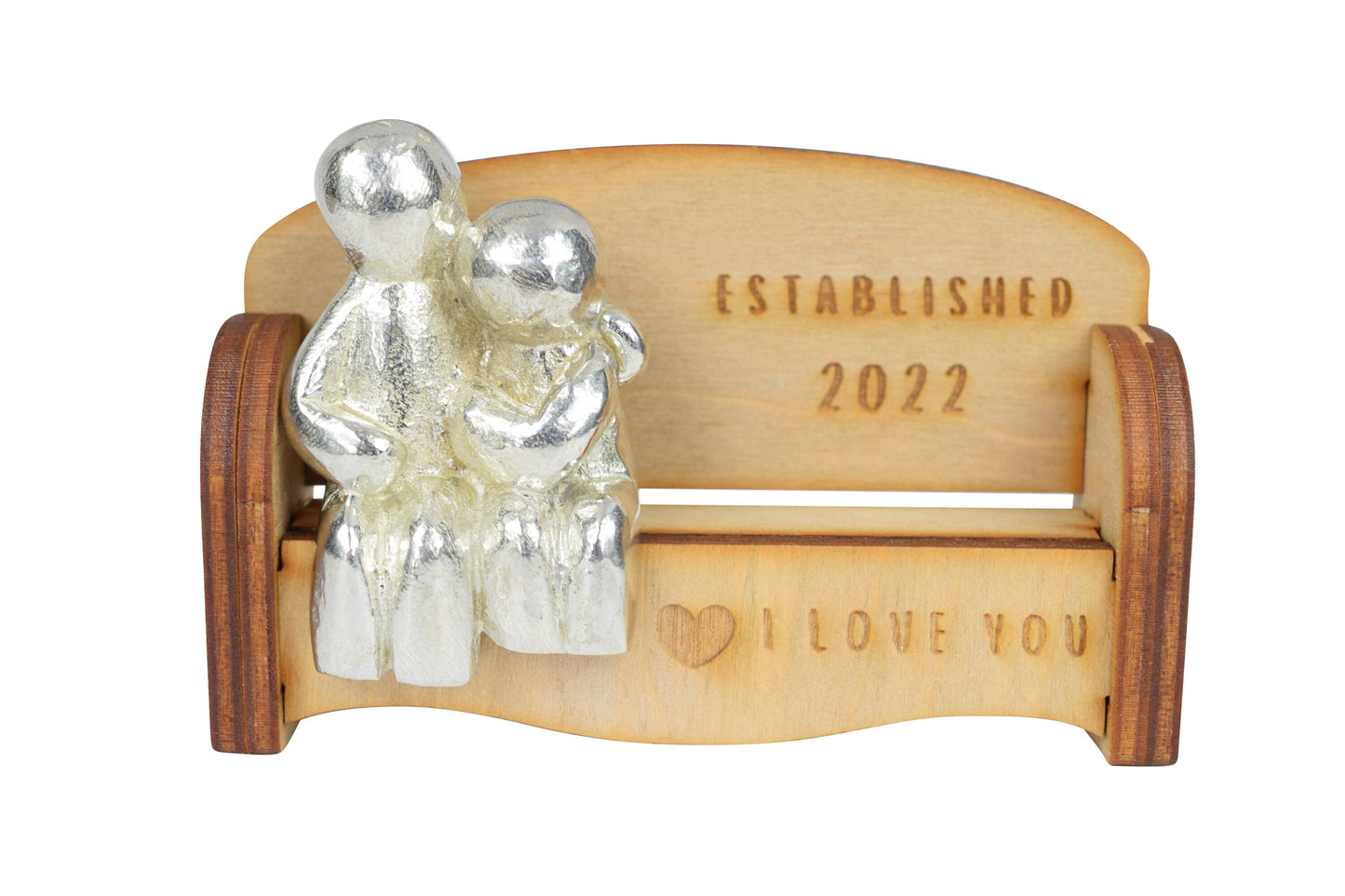 Established 2022 - Cuddling Couple on the Sofa | I Love You Gift | Wooden Sofa Bench | Part of the We Made a Family Range