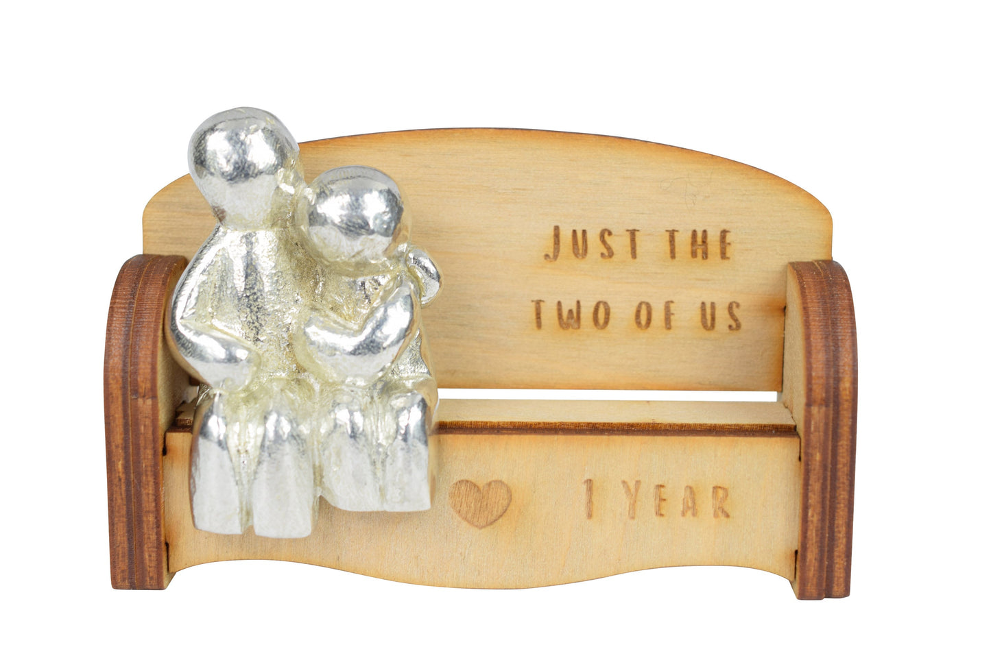 Just the two of us - 1 Year | Cuddling Couple on the Sofa | I Love You Gift | Wooden Sofa Bench | Part of the We Made a Family Range
