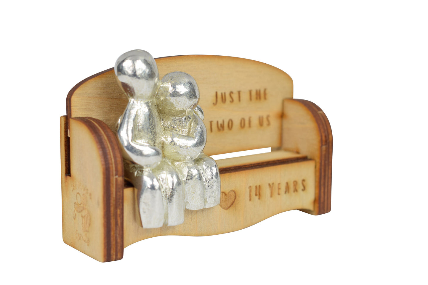 Just the two of us - 14 Years | Cuddling Couple on the Sofa | I Love You Gift | Wooden Sofa Bench | Part of the We Made a Family Range