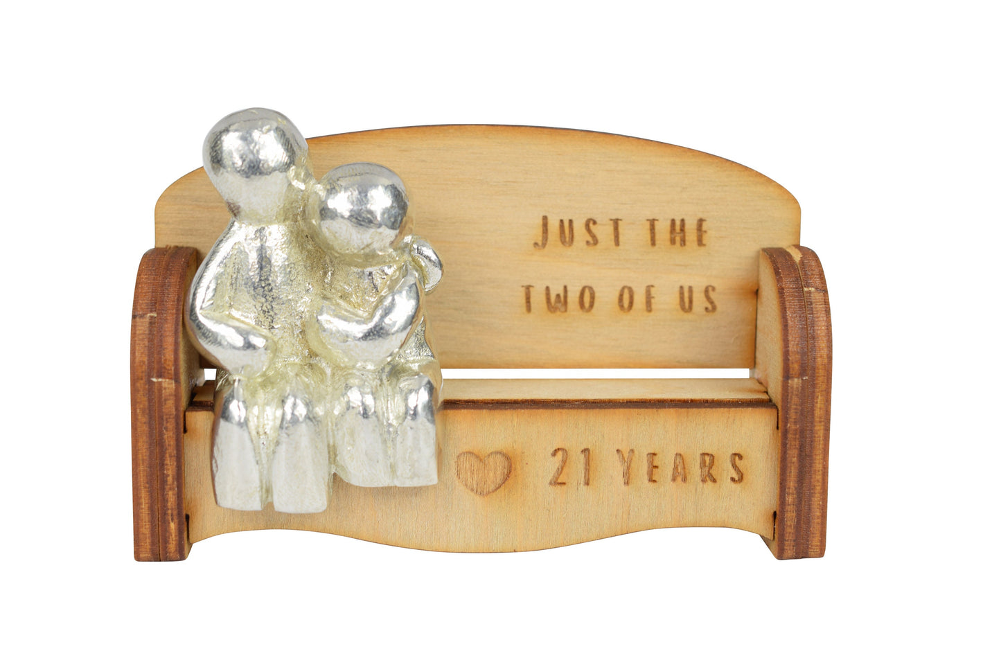 Just the two of us - 21 Years | Cuddling Couple on the Sofa | I Love You Gift | Wooden Sofa Bench | Part of the We Made a Family Range