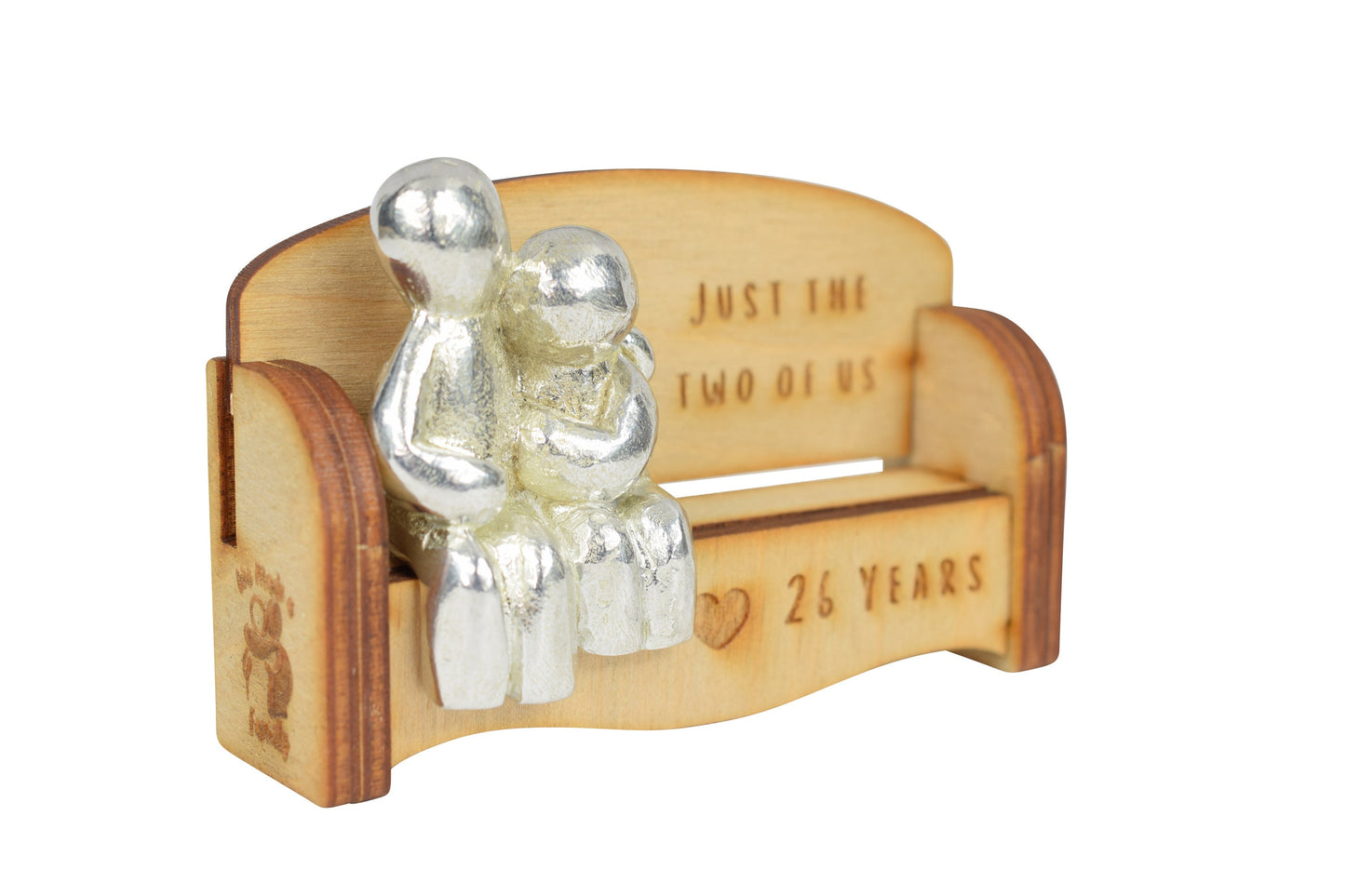 Just the two of us - 26 Years | Cuddling Couple on the Sofa | I Love You Gift | Wooden Sofa Bench | Part of the We Made a Family Range