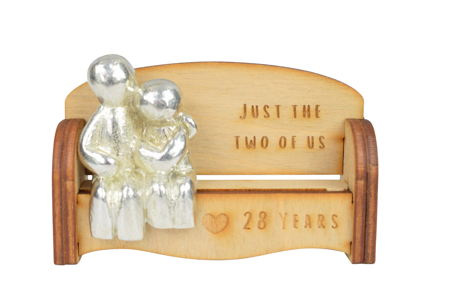 Just the two of us - 28 Years | Cuddling Couple on the Sofa | I Love You Gift | Wooden Sofa Bench | Part of the We Made a Family Range