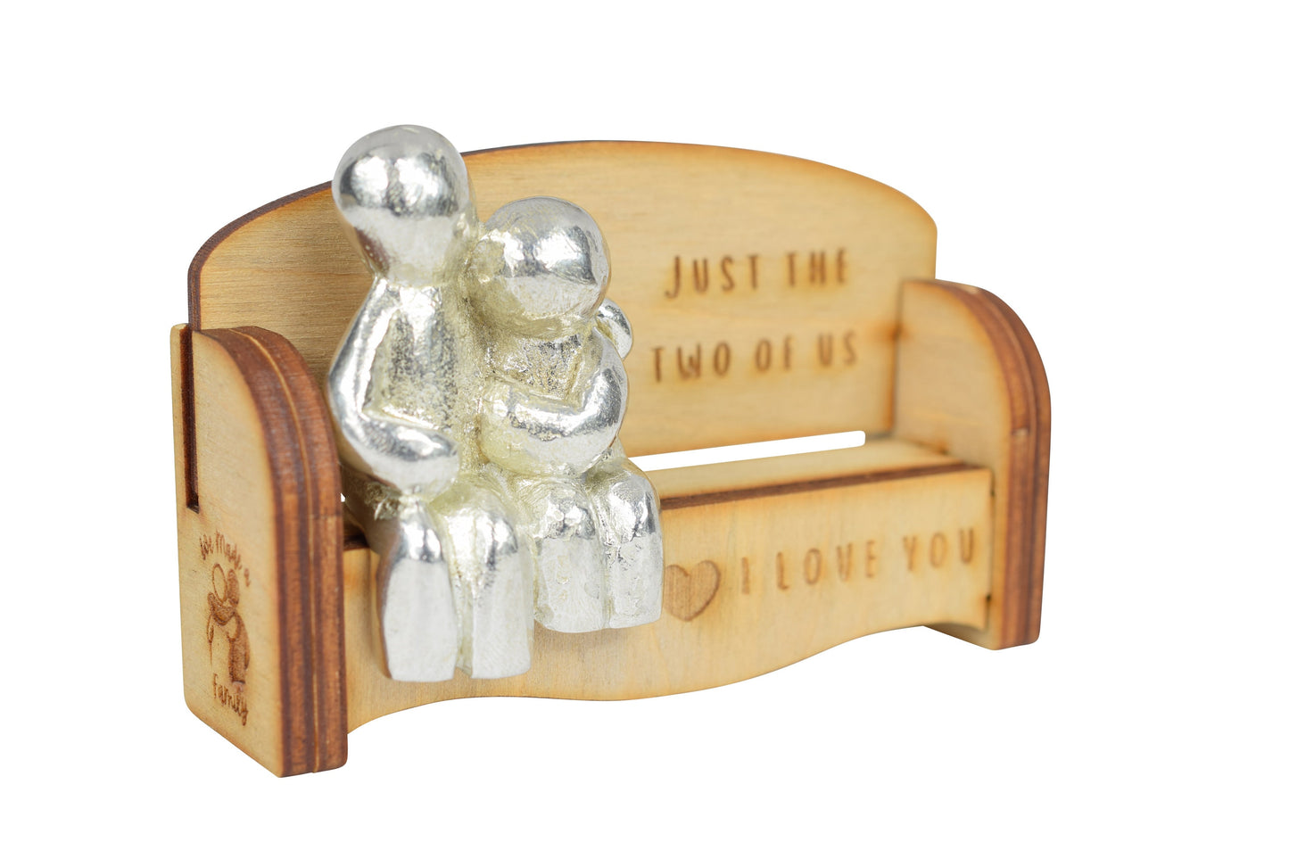 Just the two of us - I Love You | Cuddling Couple on the Sofa | I Love You Gift | Wooden Sofa Bench | Part of the We Made a Family Range
