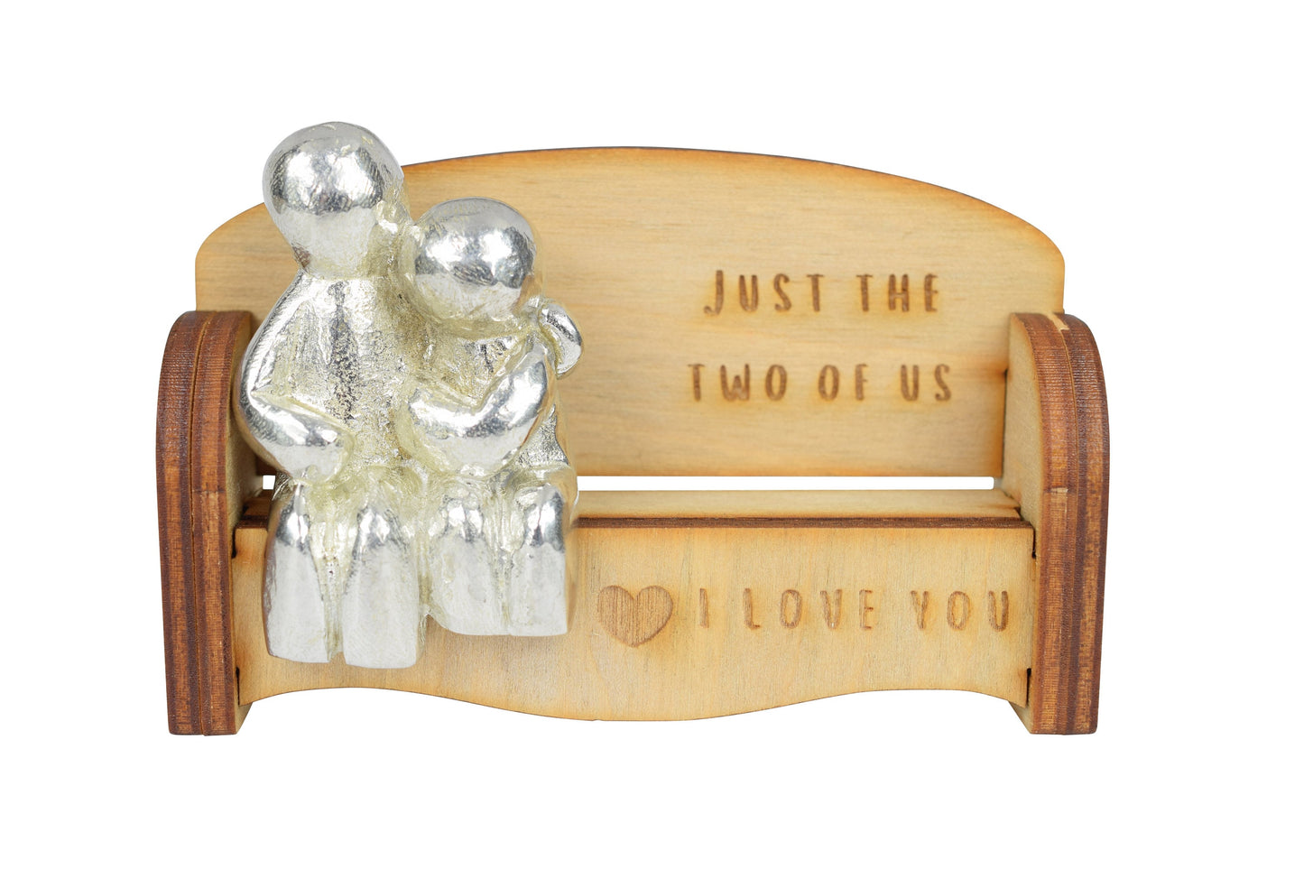 Just the two of us - I Love You | Cuddling Couple on the Sofa | I Love You Gift | Wooden Sofa Bench | Part of the We Made a Family Range
