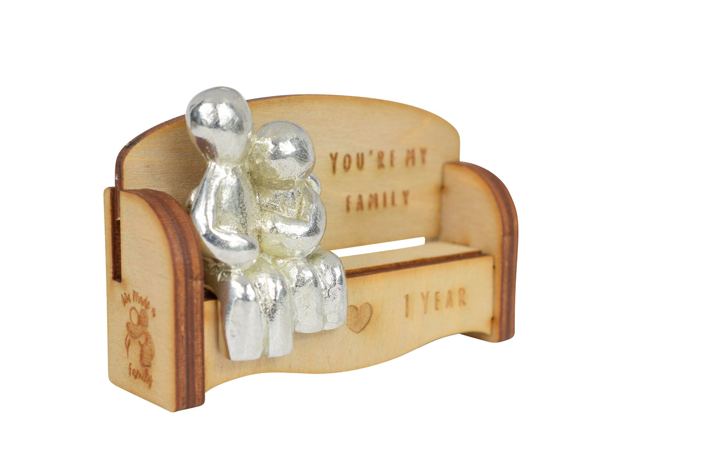 You're my family - 1 Years | Cuddling Couple on the Sofa | I Love You Gift | Wooden Sofa Bench | Part of the We Made a Family Range