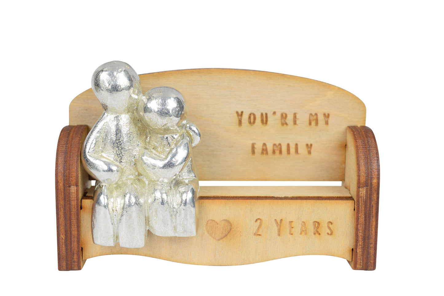 You're my family - 2 Years | Cuddling Couple on the Sofa | I Love You Gift | Wooden Sofa Bench | Part of the We Made a Family Range
