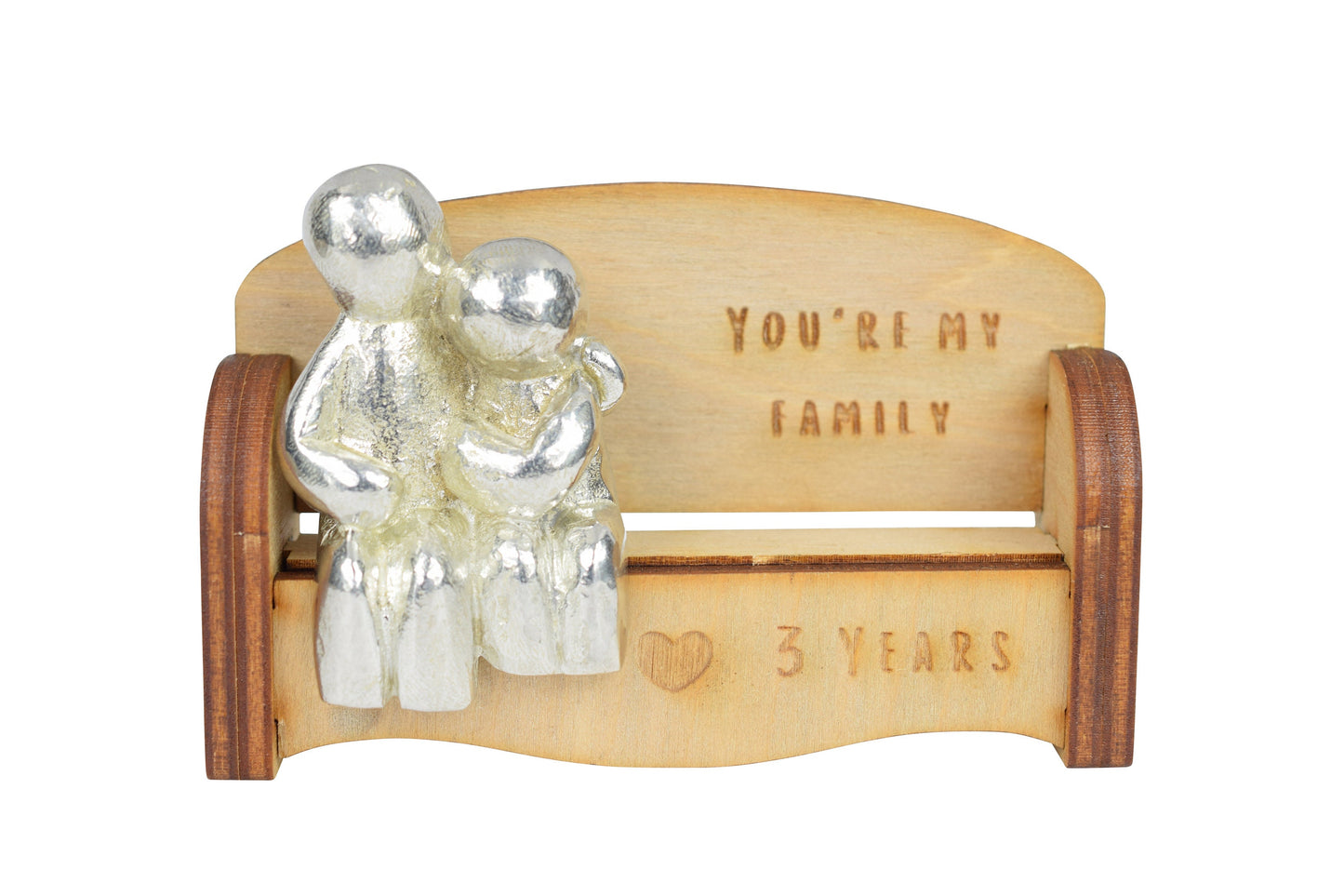 You're my family - 3 Years | Cuddling Couple on the Sofa | I Love You Gift | Wooden Sofa Bench | Part of the We Made a Family Range