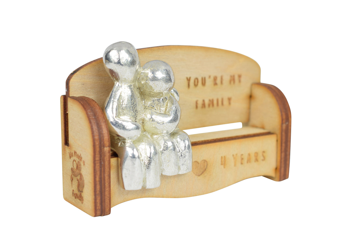 You're my family - 4 Years | Cuddling Couple on the Sofa | I Love You Gift | Wooden Sofa Bench | Part of the We Made a Family Range