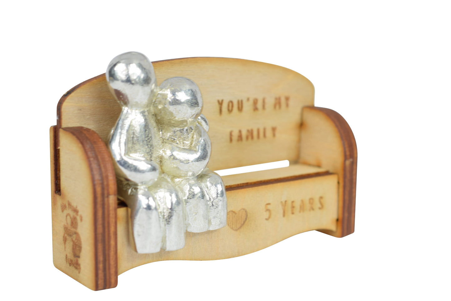 You're my family - 5 Years | Cuddling Couple on the Sofa | I Love You Gift | Wooden Sofa Bench | Part of the We Made a Family Range